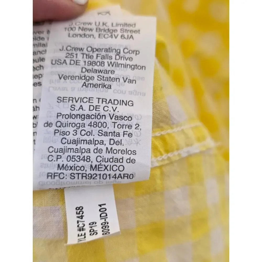 J. Crew classic Yellow Gingham Long-Sleeve Shirt Lightweight Button front casual